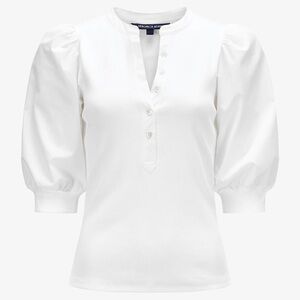 Veronica Beard White Puff Sleeve Blouse